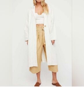 Free People | Lia Trench Coat Duster Jacket Cream  Cotton Jacket Size  X Small